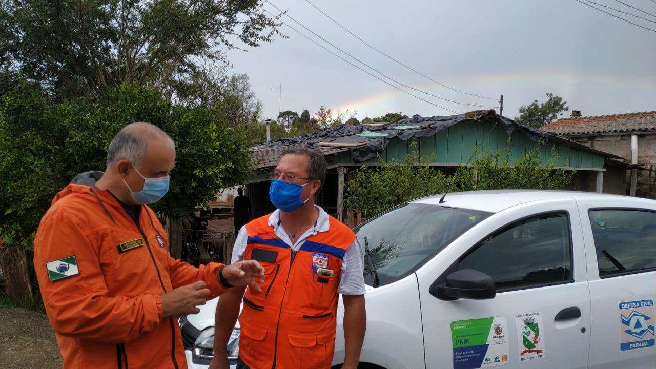 Defesa Civil do Paraná vistoria ações em Rio Negro