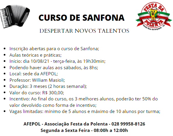 Curso de Sanfona -Despertar novos talentos