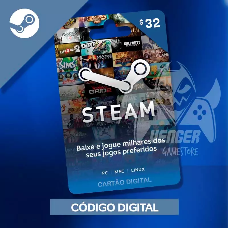 Gift Card Steam R$30 Reais - R$32,00