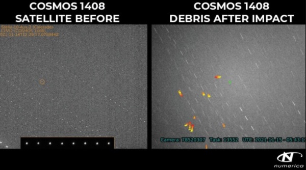 Detritos espaciais do teste de míssil antissatélite russo detectados em imagens e vídeo do telescópio