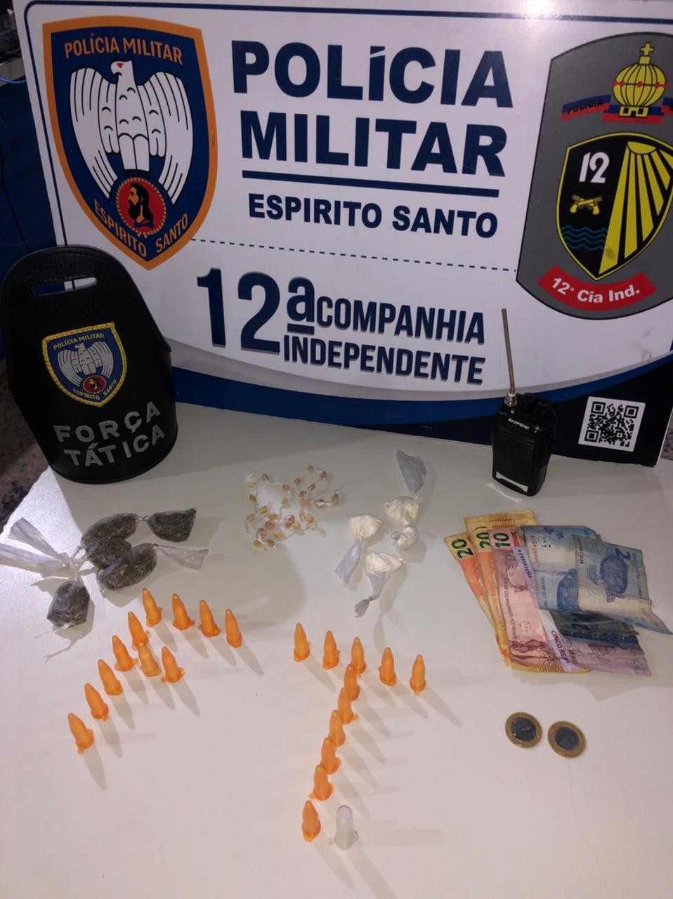 Militares da 12ª CIA IND apreendem drogas no Atlântica Parque em Jardim Camburi