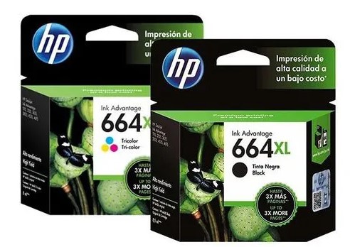 KIT 2 CARTUCHOS HP 664XL (PRETO + COLOR) ORIGINAIS 2136 2676.