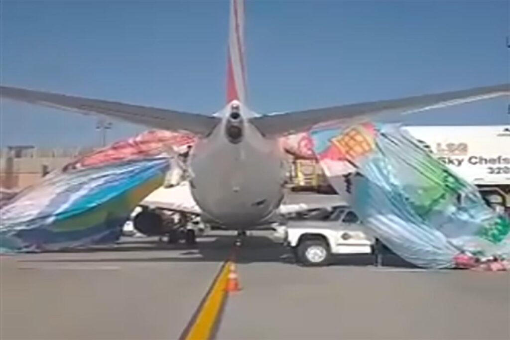 Balão cai no aeroporto de Guarulhos e encobre avião quase causando um grave acidente